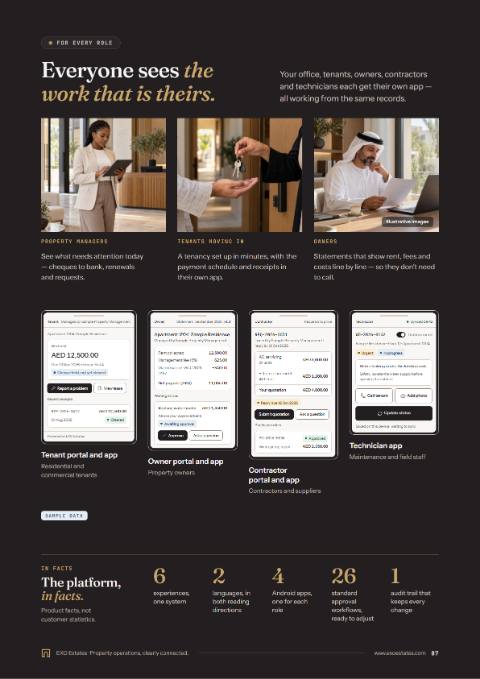 Preview of brochure page 7, “Every role, its own app” (English edition).